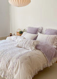 Xpoko Embroided French Lace Ruffle Bedding Set