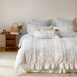 Xpoko Embroided French Lace Ruffle Bedding Set