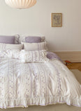 Xpoko Embroided French Lace Ruffle Bedding Set