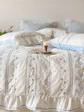 Xpoko Embroided French Lace Ruffle Bedding Set