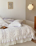 Xpoko Embroided French Lace Ruffle Bedding Set