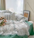 Xpoko Embroided French Lace Ruffle Bedding Set