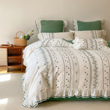 Xpoko Embroided French Lace Ruffle Bedding Set