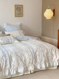 Xpoko Embroided French Lace Ruffle Bedding Set