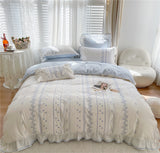 Xpoko Embroided French Lace Ruffle Bedding Set