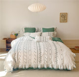 Xpoko Embroided French Lace Ruffle Bedding Set