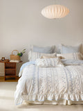 Xpoko Embroided French Lace Ruffle Bedding Set