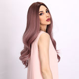 Xpoko 26-inch two-color mixed dyed middle parted bangs long curls, high-temperature silk material, sexy and cute temperament style