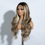 Xpoko Synthetic Lace Front Wigs Body Wave Ombre Blonde Brown Ginger Lace Wigs For Black Women Heat Resistant Cosplay Wigs