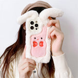 Xpoko Plush Bow Long-Eared Rabbit Phone Case