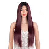 Xpoko Synthetic Lace Front Wig 28Inch Long Straight Lace Wig Red Orange Wig Women's Wig Wig For Black Women Straight Lace Front Wigs