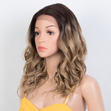 Xpoko Synthetic Lace Front Wigs 20 Inch Deep Wavy Wig Blonde Brown Wig Cosplay Curly Wig Lace Front Wig For Women Lace Wig