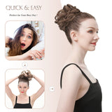 Xpoko 2PCS Messy Bun Hhair Piece Big Gray Bun Curly Hair Extension Synthetic Wig Easy Bun Bun Updo Gray Wig For Female Girl