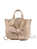 Xpoko Flower Shape Pleated Split-Joint Bags Crossbody Bags Handbags Tote Bags