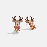 Xpoko Copper Rhinestone Christmas Stud Earrings