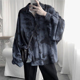 Xpoko Tie dye loose shirt men long sleeved early autumn Korean version student ins men shirt dark abstinence inch shirt men shirts y2k