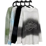 Xpoko Autumn and winter American trendy brand tie dye gradient sweater men loose couple lazy style casual round neck sweater jacket