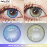 Xpoko 2pcs/pair Blue Lenses Colored Lenses for Eyes Anime Color Contact Lenses Beauty Eye Color Lens Prescription Lenses 14.5