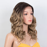 Xpoko Synthetic Lace Front Wigs 20 Inch Deep Wavy Wig Blonde Brown Wig Cosplay Curly Wig Lace Front Wig For Women Lace Wig