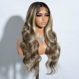 Xpoko Synthetic Lace Front Wigs Body Wave Ombre Blonde Brown Ginger Lace Wigs For Black Women Heat Resistant Cosplay Wigs