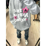 Xpoko Designed star letter printed hooded sweatshirt for men women in autumn and winter fashion trend casual and comfortable couple