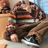 Xpoko Harajuku style sweatshirt men loose casual round neck sweater autumn new trend ins Hong Kong style versatile sweater trend y2k