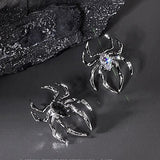 Xpoko Gifts Halloween Gothic Retro Punk Spider Zircon Stud Earrings for Women Fashion Design Black Zircon Earrings Party Jewelry Wholesale