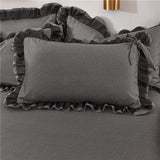 Xpoko Luxury bedding set  Black ruffle lace duvet cover bed skirt pillowcase princess queen king size bedspread Bedlinen