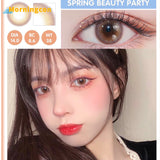 Xpoko leaf Pink pink Myopia Prescription Soft Colored Contact Lenses For Eyes Small Beauty Pupil Make Up Natural Yearly