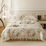 Xpoko Floral Princess Cotton Frill Bedding Set