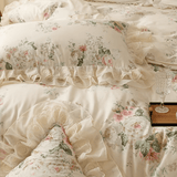 Xpoko Floral Princess Cotton Frill Bedding Set