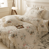 Xpoko Floral Princess Cotton Frill Bedding Set