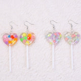 Xpoko Christmas Gifts Heart Lollipop Earrings