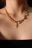 Xpoko 18K Real Gold Plated Pearl Star Necklace