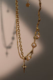 Xpoko 18K Real Gold Plated Pearl Star Necklace