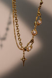 Xpoko 18K Real Gold Plated Pearl Star Necklace