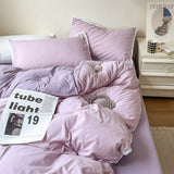 Xpoko Pastel Lace Edge Bedding Set