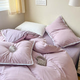 Xpoko Pastel Lace Edge Bedding Set