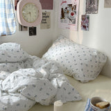 Xpoko Light Blue Tiny Flowers Cotton Bedding Set