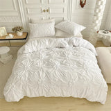 Xpoko Ruffle Flower Duvet Cover Set