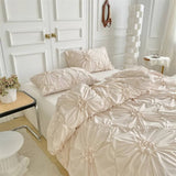 Xpoko Ruffle Flower Duvet Cover Set