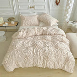 Xpoko Ruffle Flower Duvet Cover Set