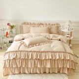 Xpoko Lush Ruffles Duvet Cover Set