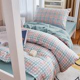 Xpoko Pastel Blue Plaid Dorm Bedding Set