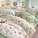 Xpoko Orange Flowers Cute Bedding Set