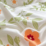 Xpoko Orange Flowers Cute Bedding Set