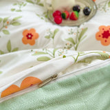 Xpoko Orange Flowers Cute Bedding Set