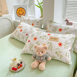 Xpoko Orange Flowers Cute Bedding Set