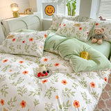 Xpoko Orange Flowers Cute Bedding Set