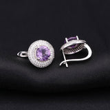 Xpoko Amethyst Halo Cluster Stud Earrings with Clear Cubic Zirconia